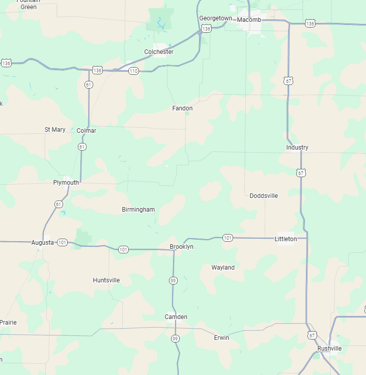 Cale's Lawncare service area map